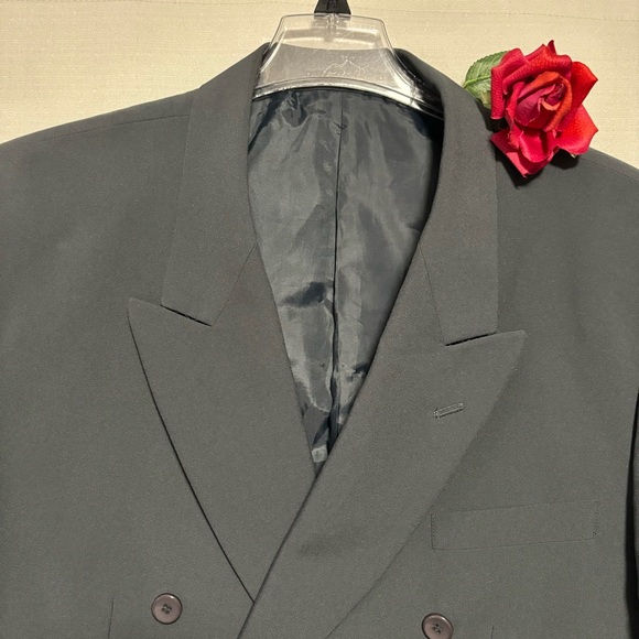 MNY Designed in Italy Collezioni Gray Double Breasted Suit Jacket Blazer 50L EUC - Picture 3 of 12